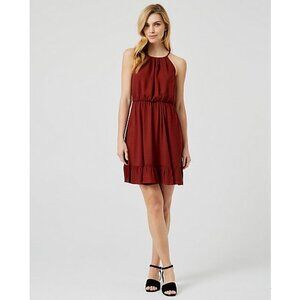 Women Le Chateau Viscose Halter Dress Color Oxblood Size 3X